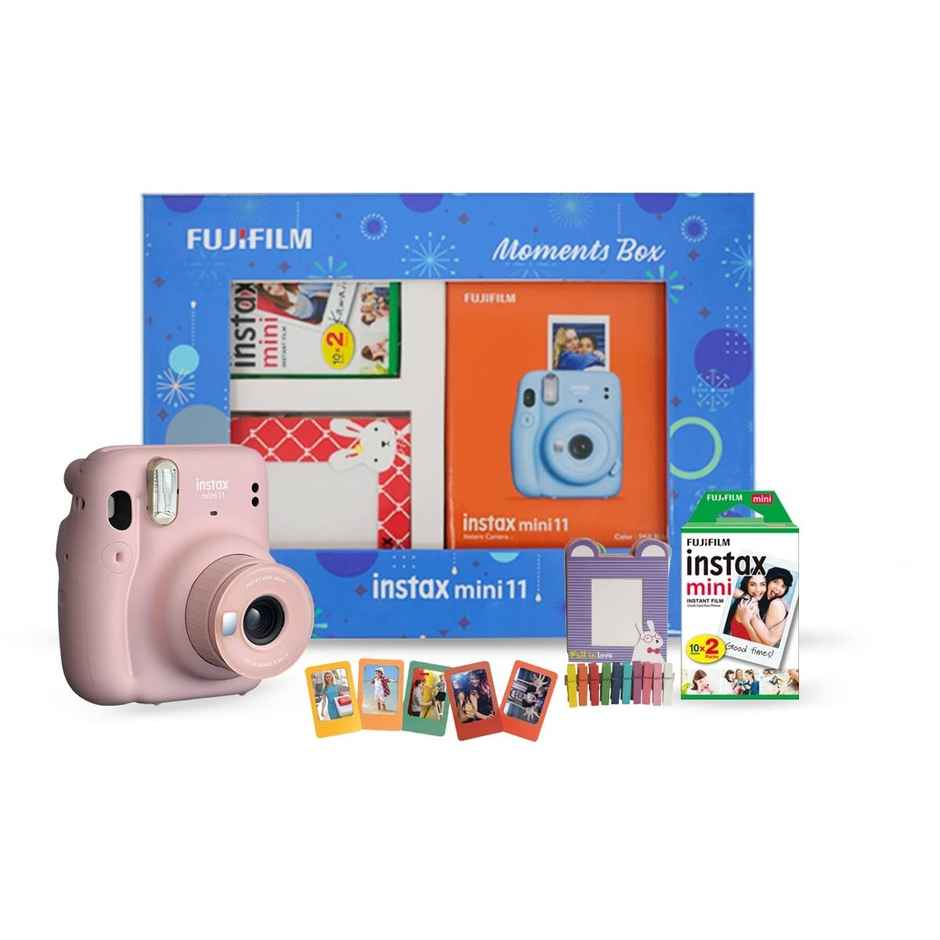 Fujifilm Instax Mini 11 Instant Camera (Blush Pink) Moments Box With 20 Shots