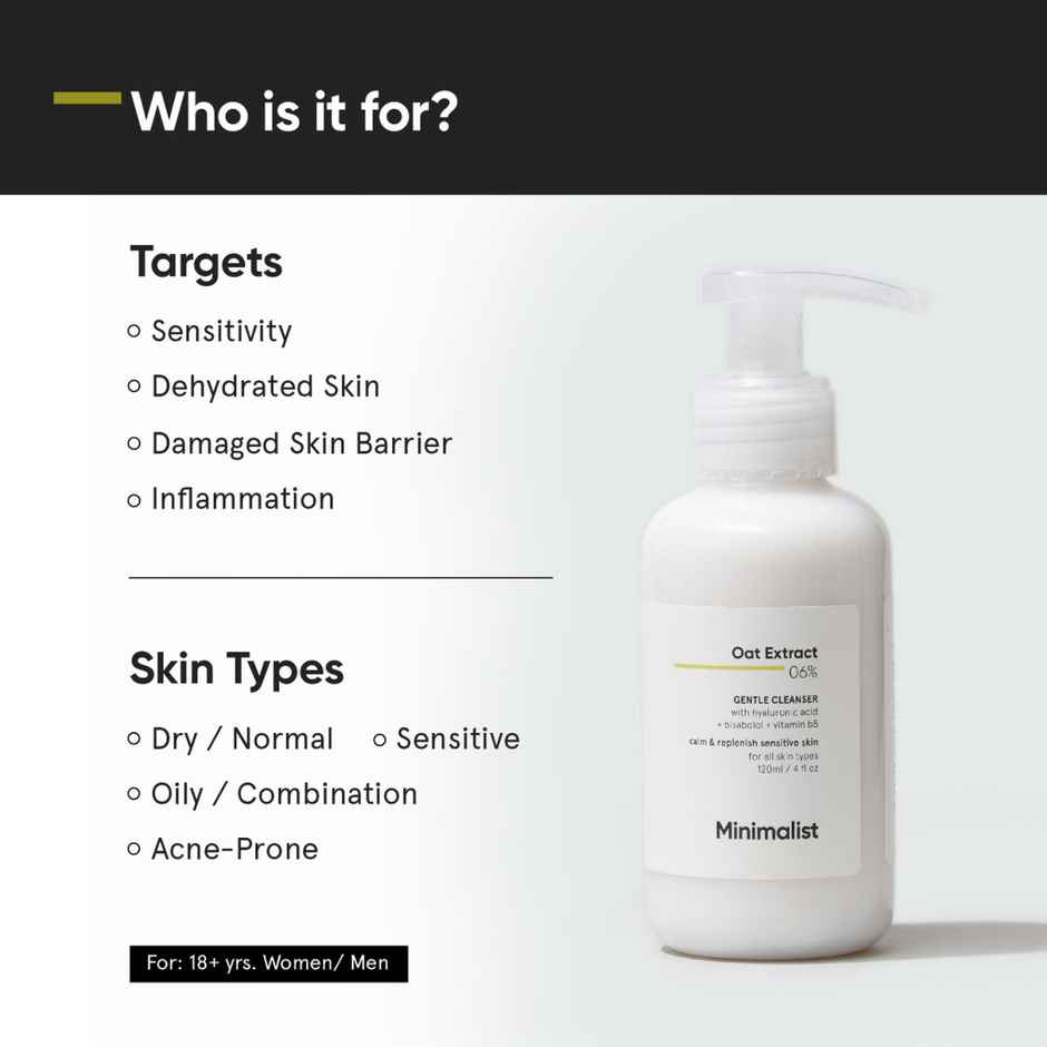 Minimalist Gentle Face Wash with 6% Oat extract For Sensitive Skin