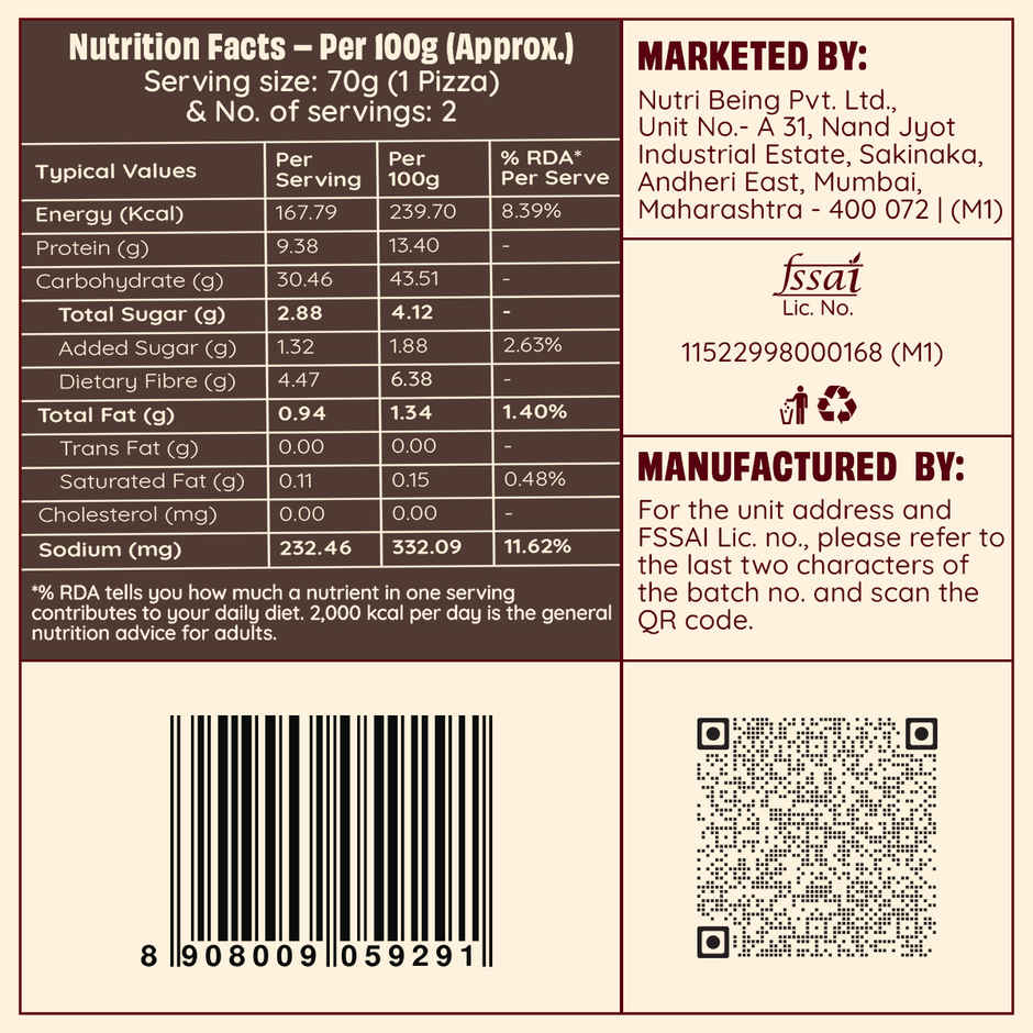 The Health Factory Zero Maida Pizza Base | Clean Label - Not Brown Combo