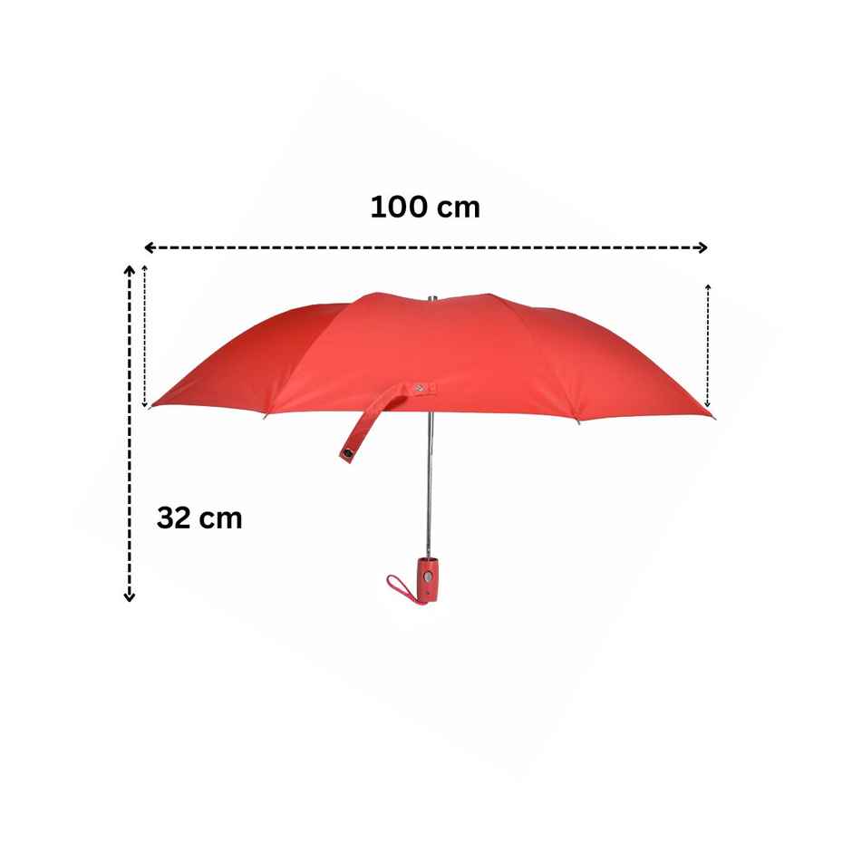Fendo 3 Fold Auto Open 23.5 Inch Sun & Rainproof Regular Umbrella For Men & Women | Red