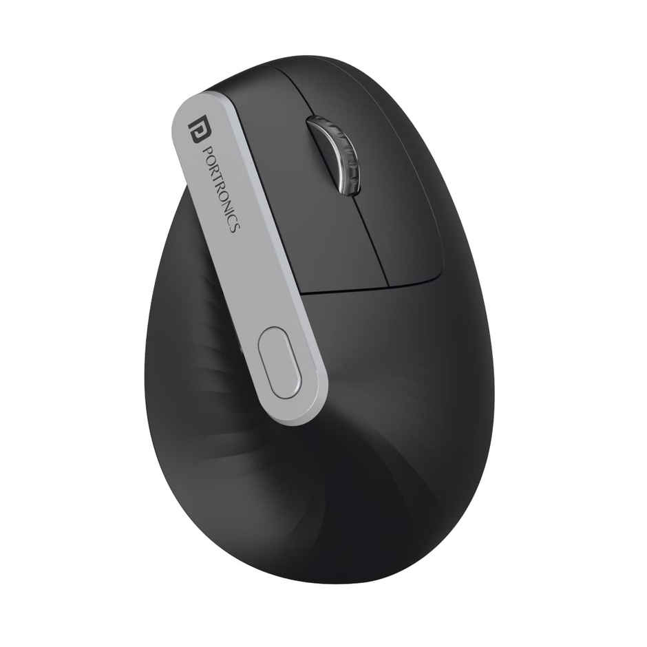 Portronics Toad Ergo vertical wireless Mouse with 6 Bottons and Ergonomic Design - Black