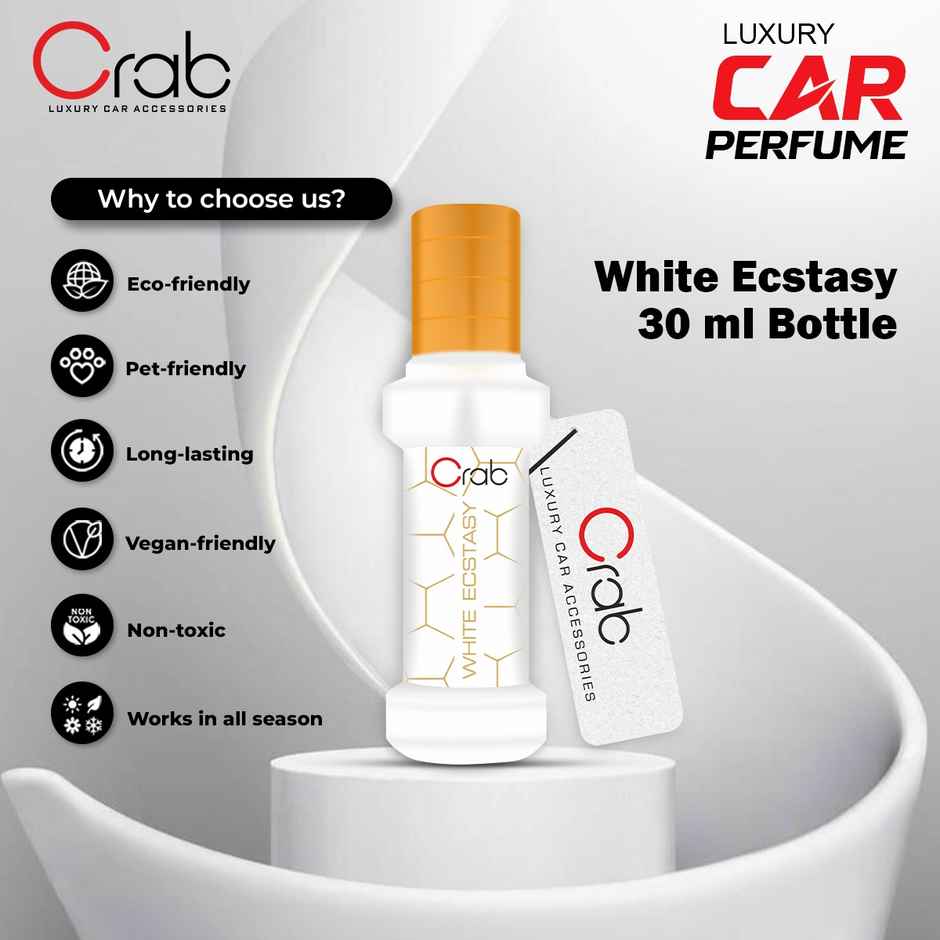 Crab Premium White Ecstasy Car Perfume | Long-Lasting & Elegant Air Freshener | Cars, Homes