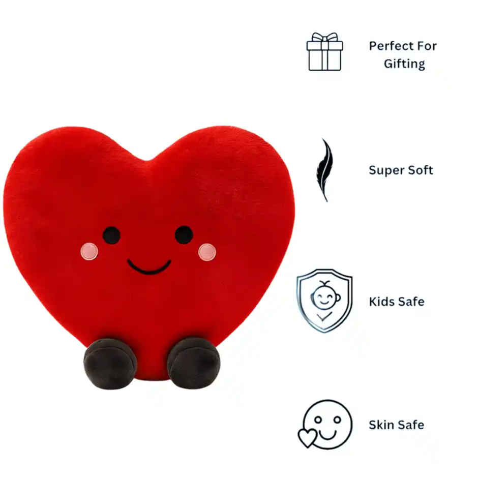 Fablue Red Love Heart Plush Huggable Romantic Pillow Soft Toy for Kids & Adults