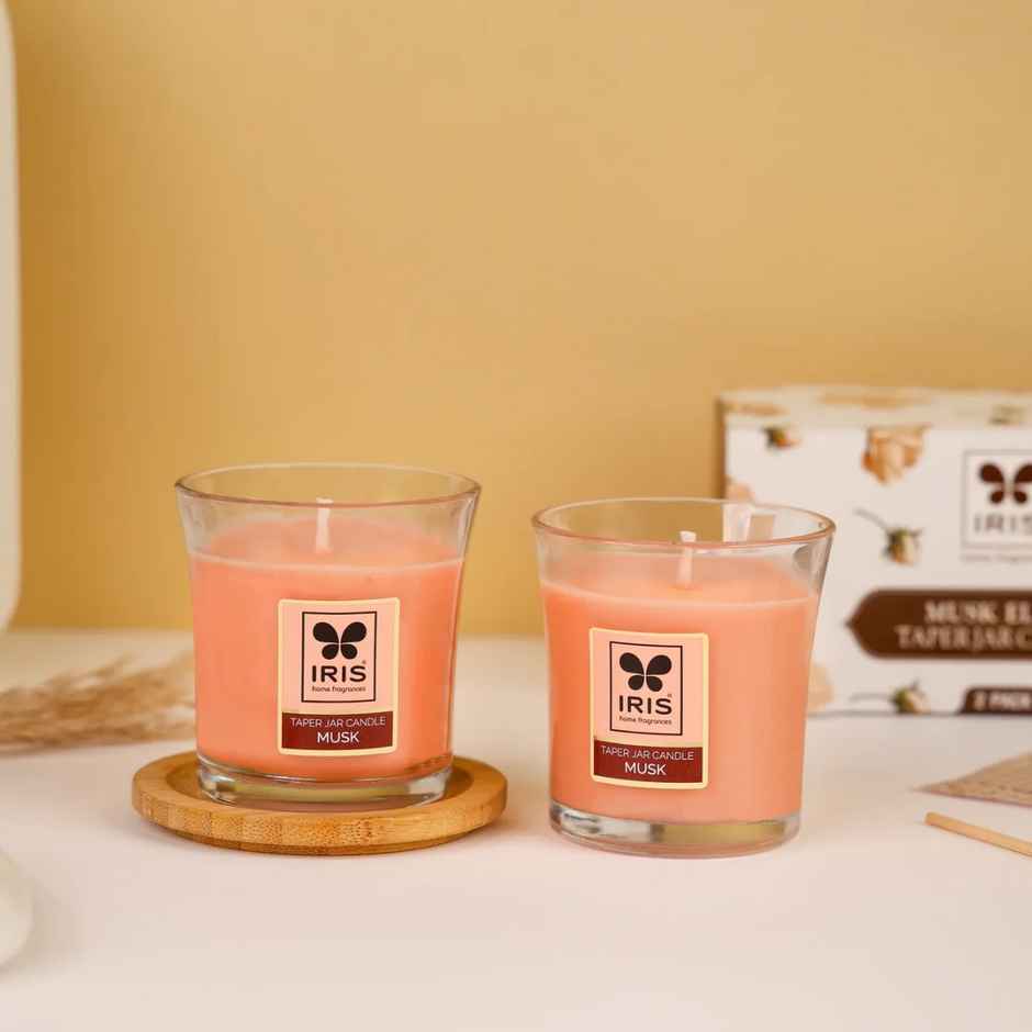 Elixr Taper Jar Candles | Musk | Pack of 2 | Aroma Candles | IRIS