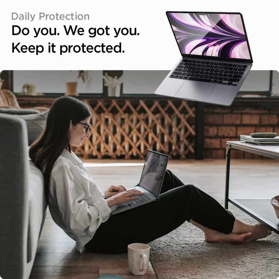 Spigen Full Coverage Tempered Glass Screen Protector Guard for MacBook Air 13.6 inch (M2 /M3)-1 Pack
