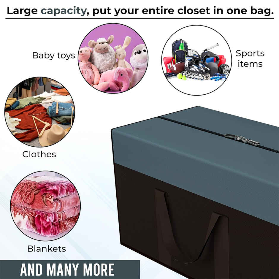 Kuber Industries Nylon 80L Large Underbed Storage Box | Blanket Storage Bags/Cover-Grey