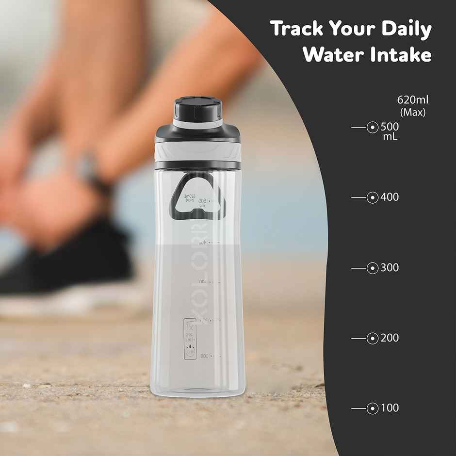 Kolorr Zest 620 ml Bottle | Grey & Black | Ideal for Travel & Everyday Hydration