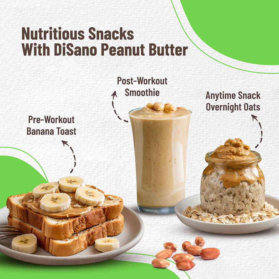 DiSano Natural Peanut Butter - Creamy, Unsweetened, 28.3% Protein, No Added Sugar,Pure Peanut