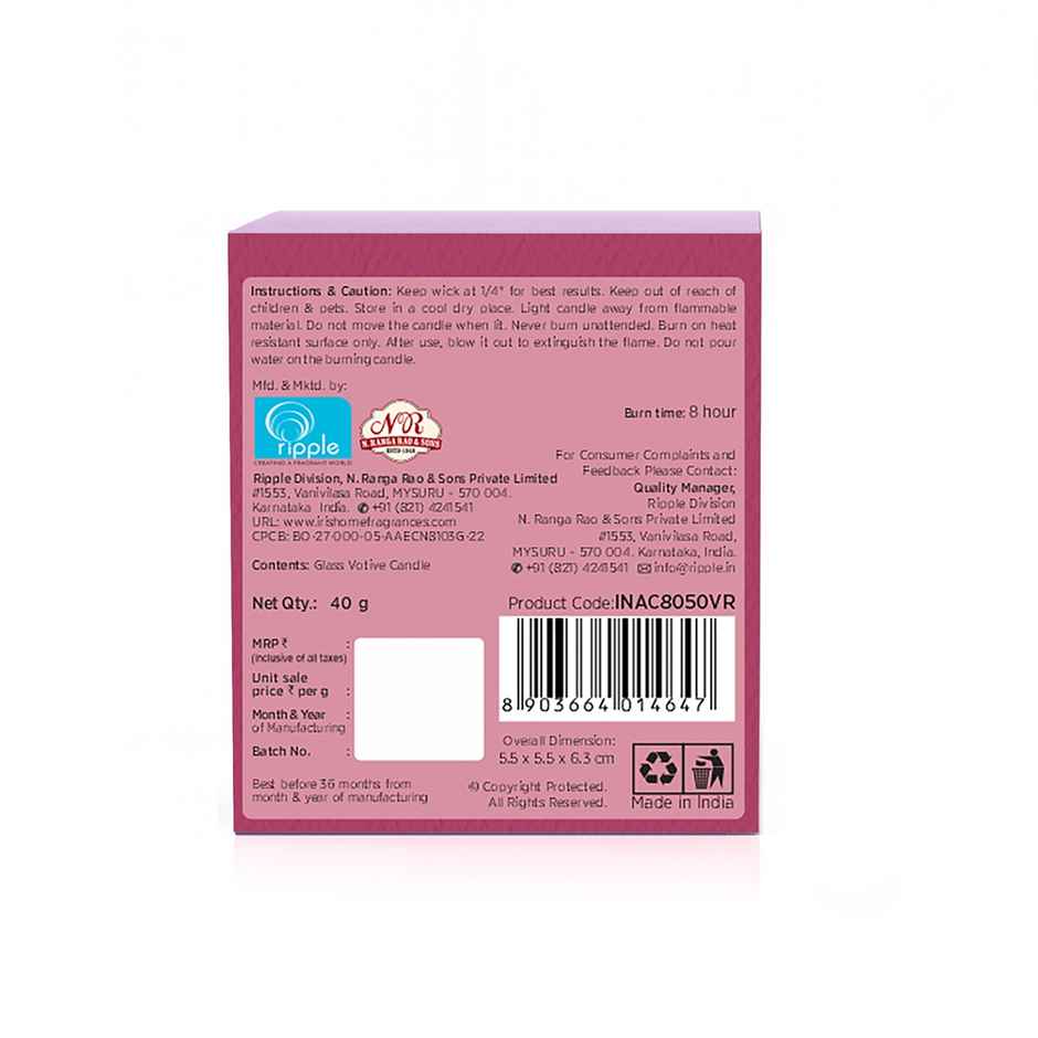 Velvety Rose Frosted Shot Glass Scented Votive Candle | 8 Hours Burn Time | Home Decor | IRIS