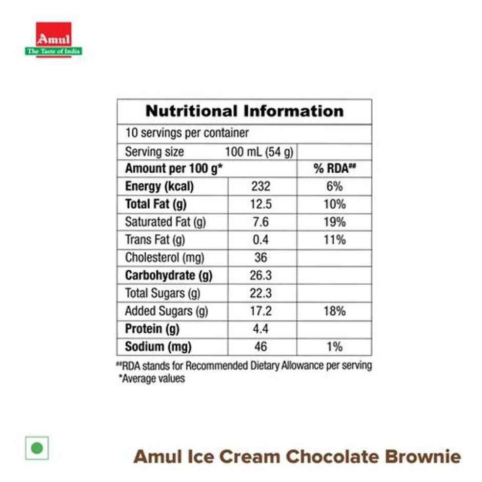 Amul Chocolate Brownie Ice Cream Tub | Rich & Creamy