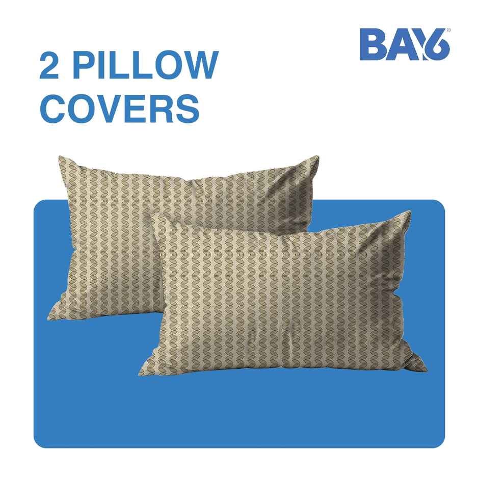 BAY6 Double Microfibre Jaipuri Print Bedsheet | With 2 Pillow Covers | Beige | 87 x 94 in