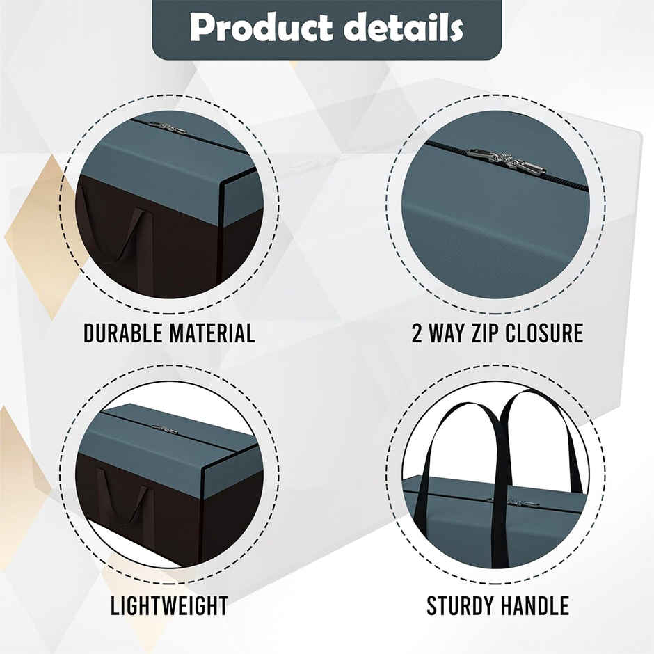 Kuber Industries Nylon 80L Large Underbed Storage Box | Blanket Storage Bags/Cover-Grey