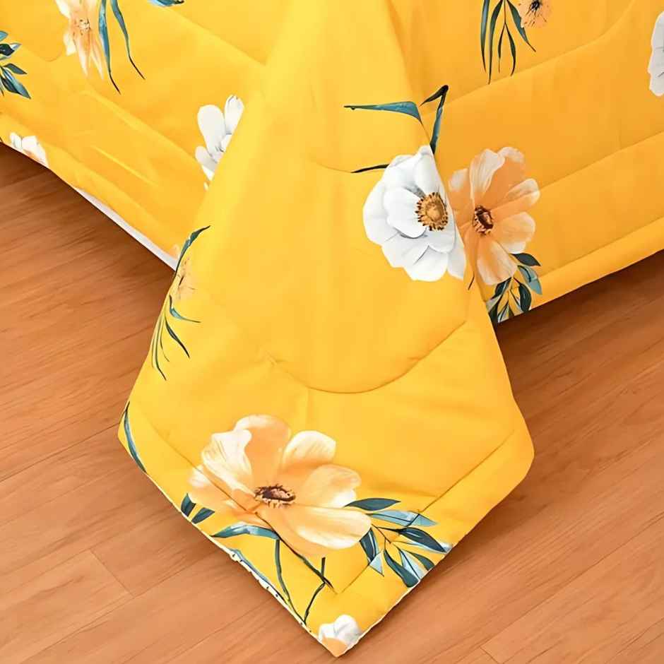 Florida Rose AC Double Bed Comforter | Mustard