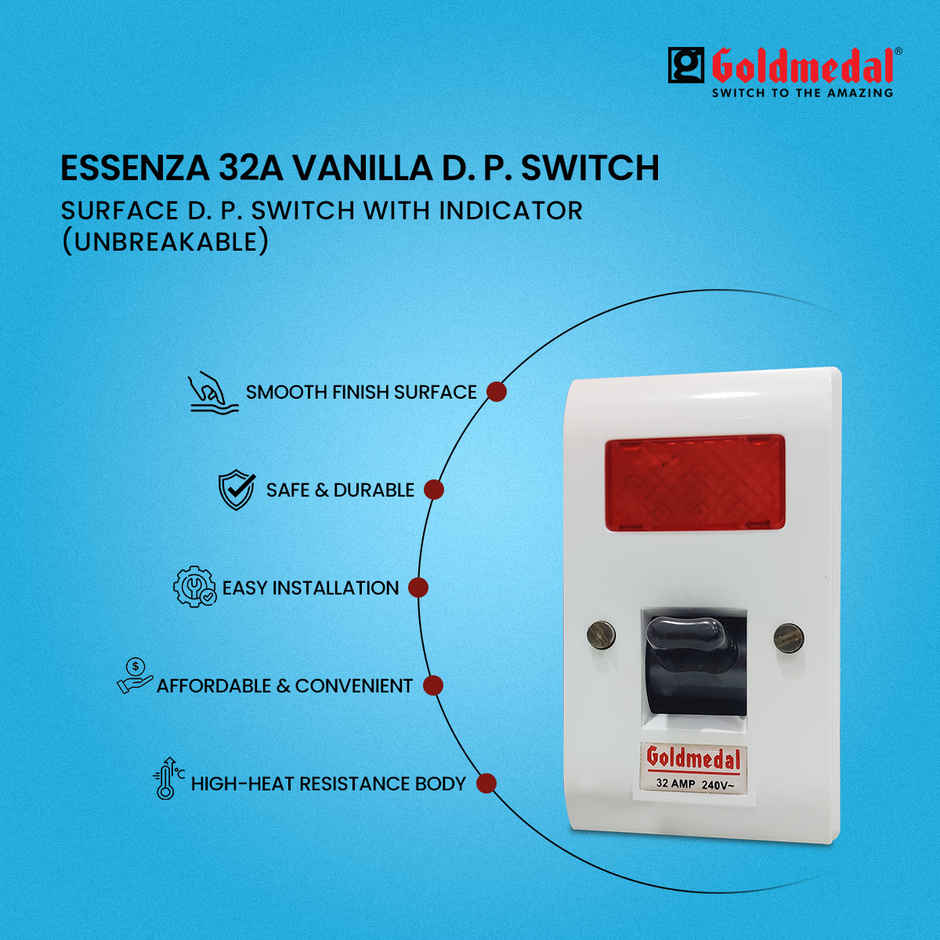 Goldmedal Essenza Surface D.P. Surge Switch (With Indicator, White)