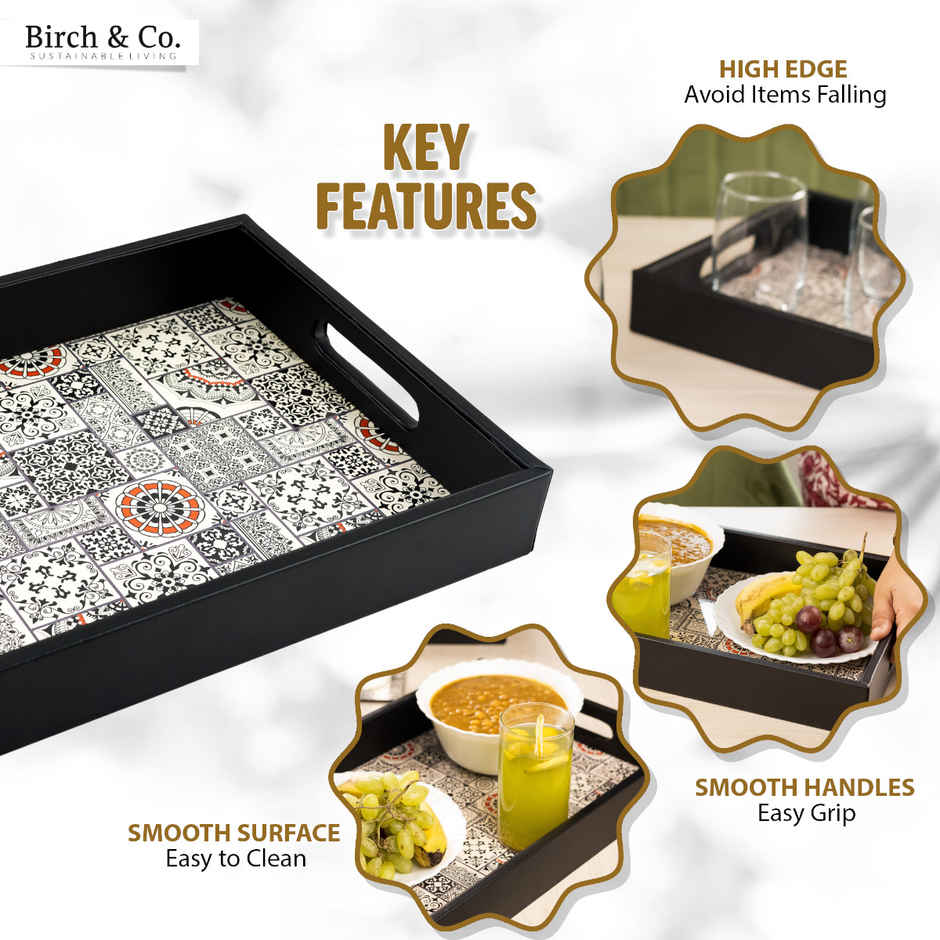 Birch & Co. Serving Tray - Indus With Four Free Matching Coasters