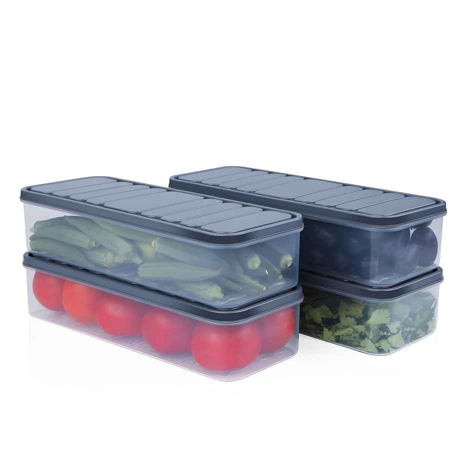 Youbee Multipurpose Fridge Storage Organizer Containers For Vegetables ,1200 ml , Set Of 2