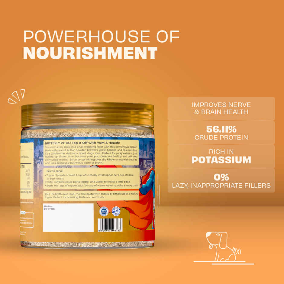 Pawfect Nutterly Vital Peanut Butter Powder Daily Dog Food Topper for Dogs