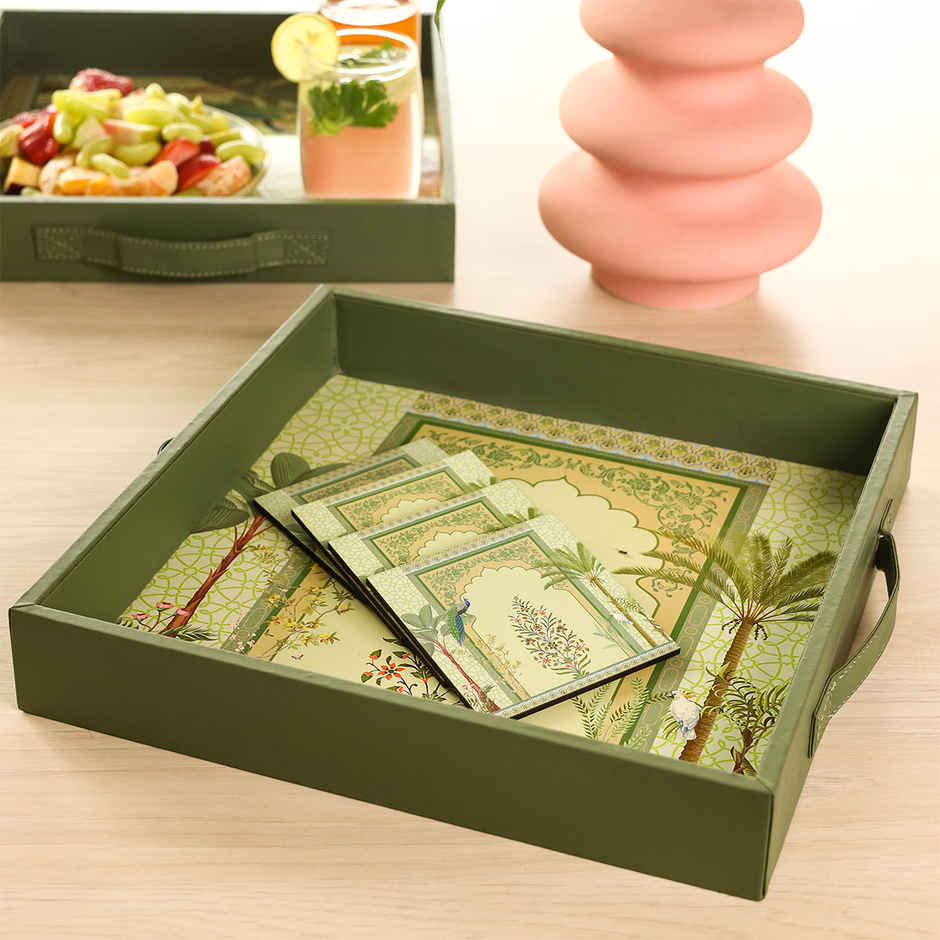 Birch & Co. Serving Tray - Peacock With Four Free Matching Coasters