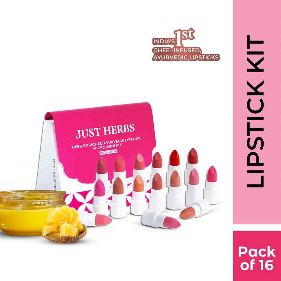 Just Herbs Ayurvedic Lipstick Micro-Mini Trial Kit | Multicolor