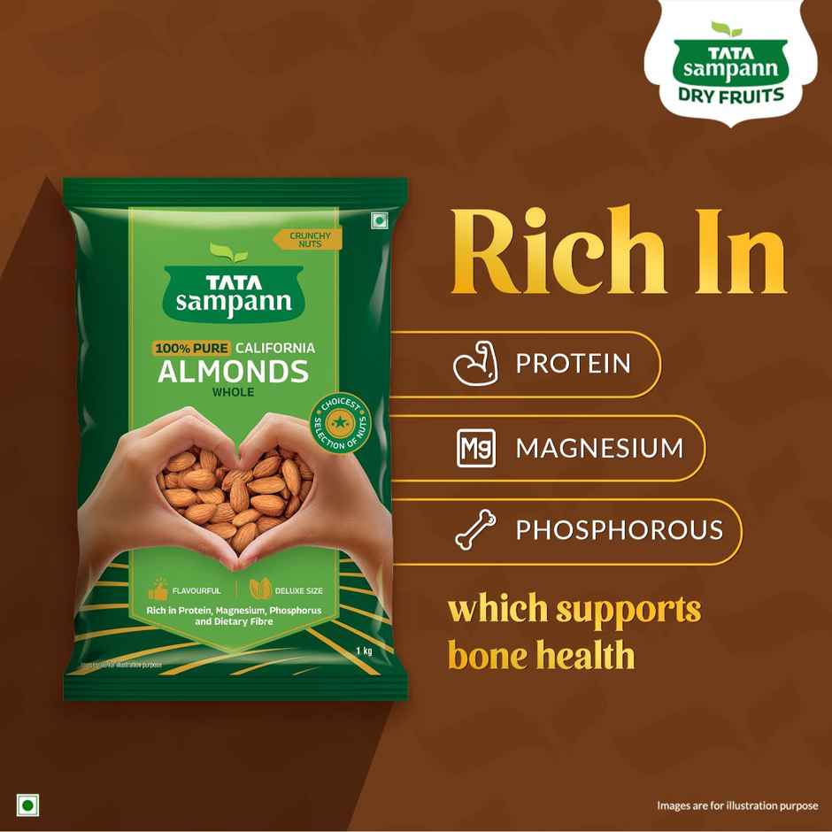 Tata Sampann 100% Pure California Almonds/Badam Giri Whole Premium Quality