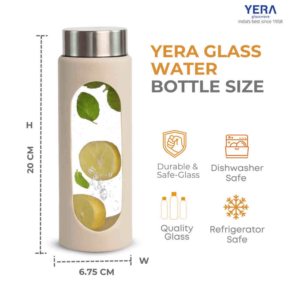 Yera Glassware Aqua Bliss Water Bottle with Sleeve | 500 ml