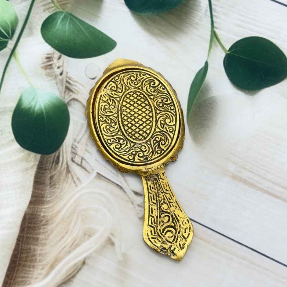 The Opal Factory Decorative Hand Mirror for Festive Needs | Gold Antique - 5 in