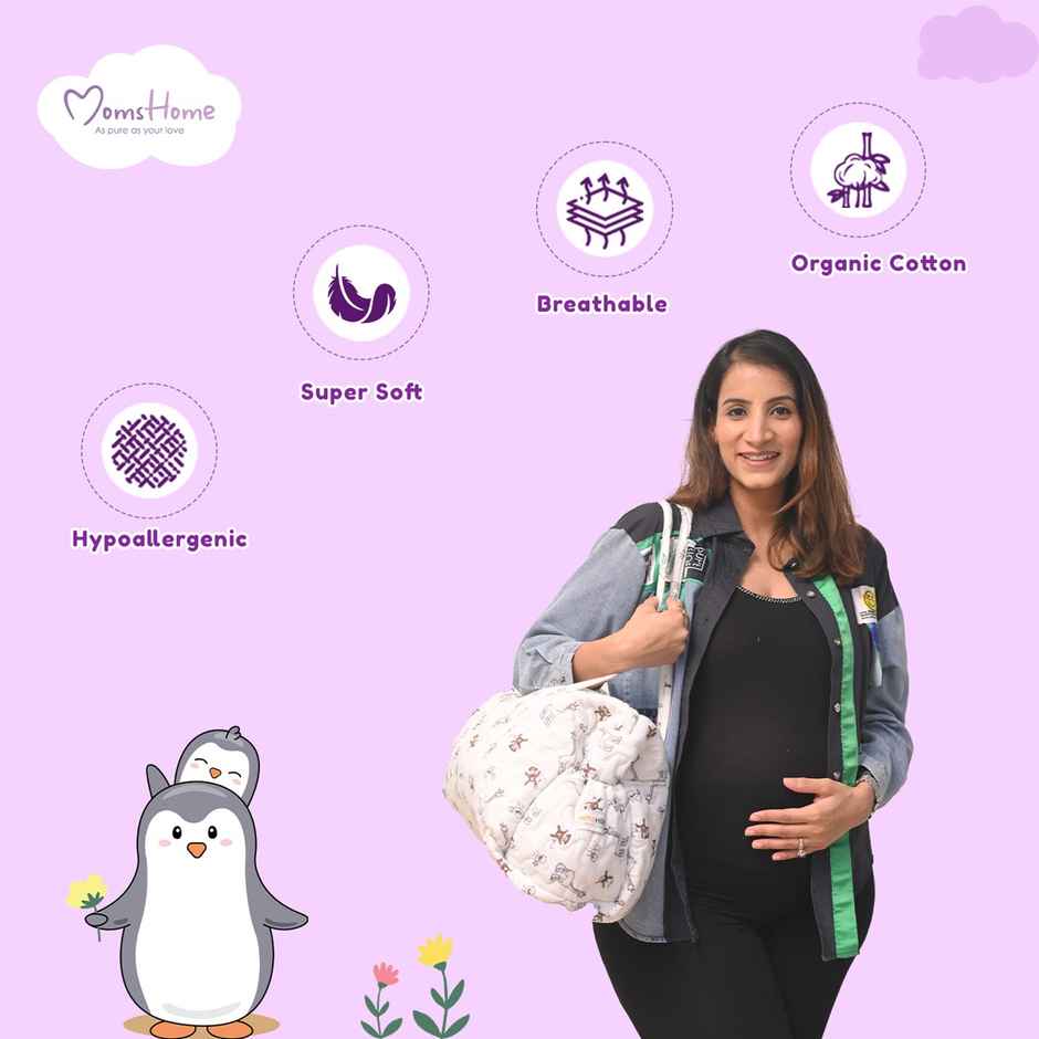 Moms Home Organic Cotton Baby Essentials 7 Items Gift Set | 0-3 Months | Little Heart