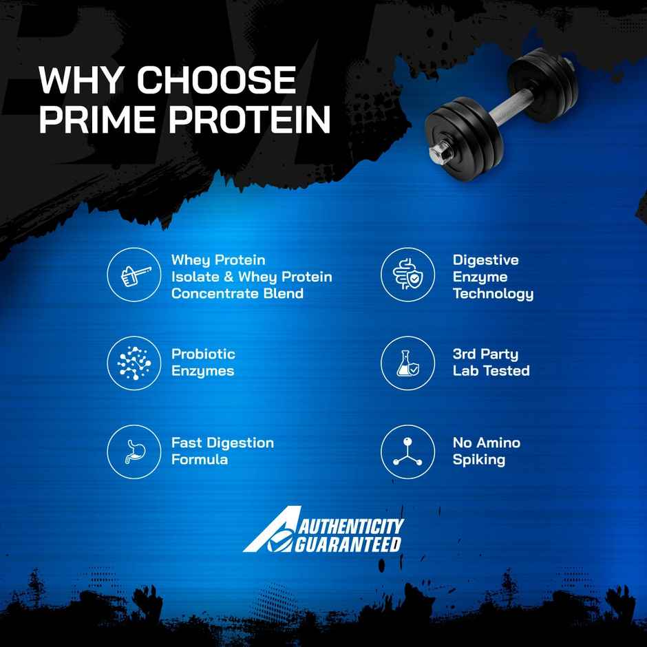Big Muscles Nutrition Prime Whey Protein | Whey Protein Isolate And Concentrate | Digestive Enzymes