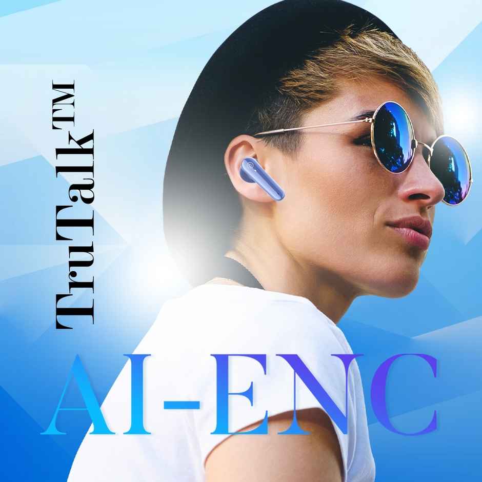 pTron Bassbuds Prism TWS Earbuds With 45Hrs Playtime | Trutalk Ai-Enc Calls | Pristine Sound - Blue