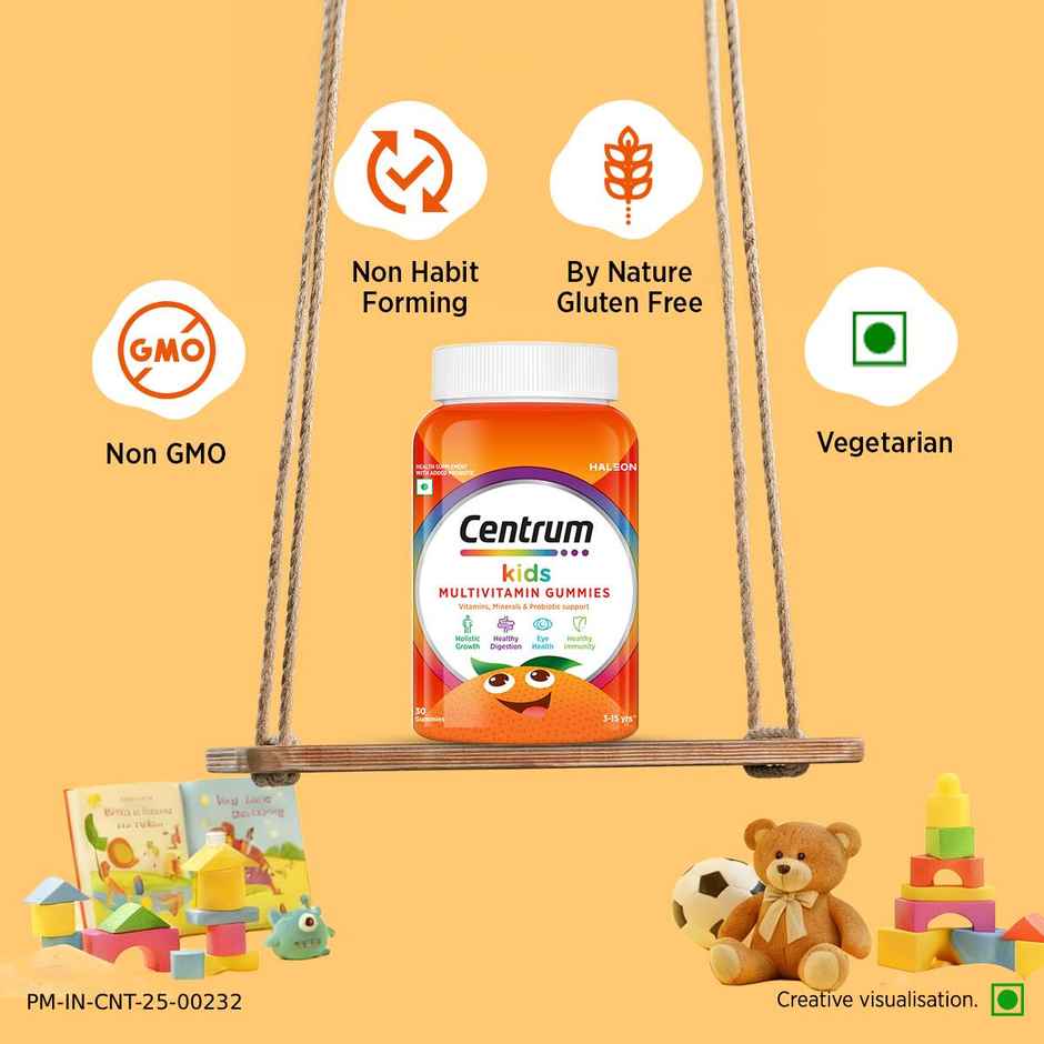 Centrum Kids Multivitamins - Zinc, Vit. B, C, D for Overall Growth & Immunity (30 Veg Gummies)