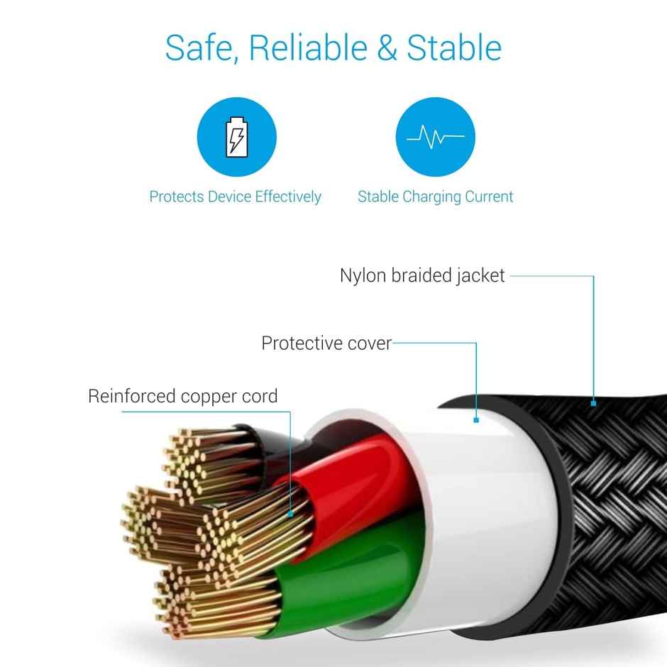 Portronics Konnect L 2M Fast Charging 3A 8 Pin USB Cable to Lightning cable with Charge & Sync Function - Grey