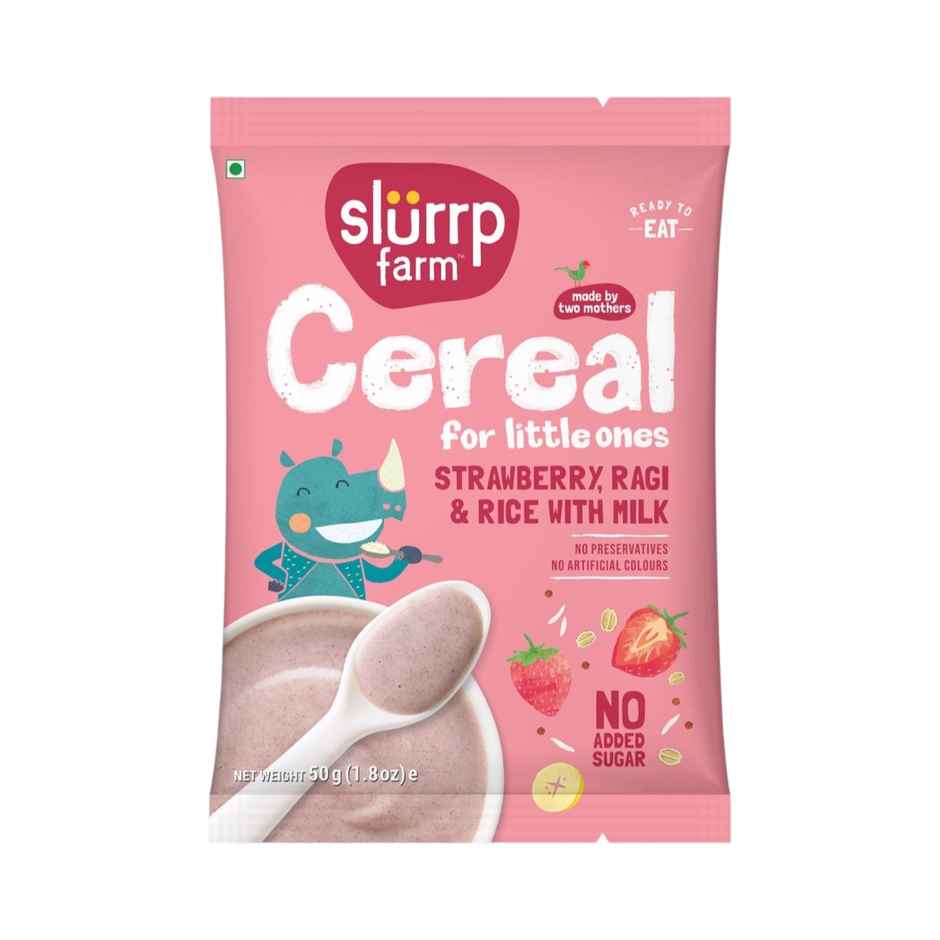 Slurrp Farm No Added Sugar No Salt Strawberry | Ragi and Rice Cereal Trial Pack