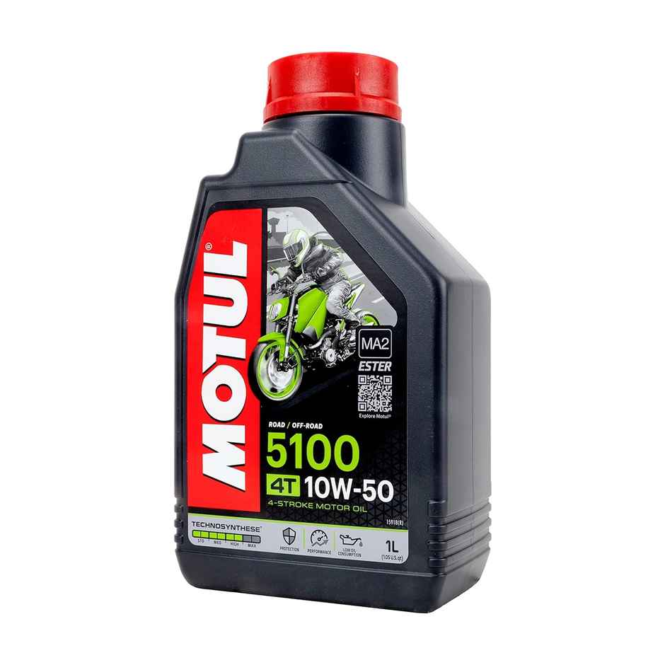 Motul 5100 4T Hybrid 15W-50 API SM Technosynthese Semi Synthetic Engine Oil for Bikes | 1L