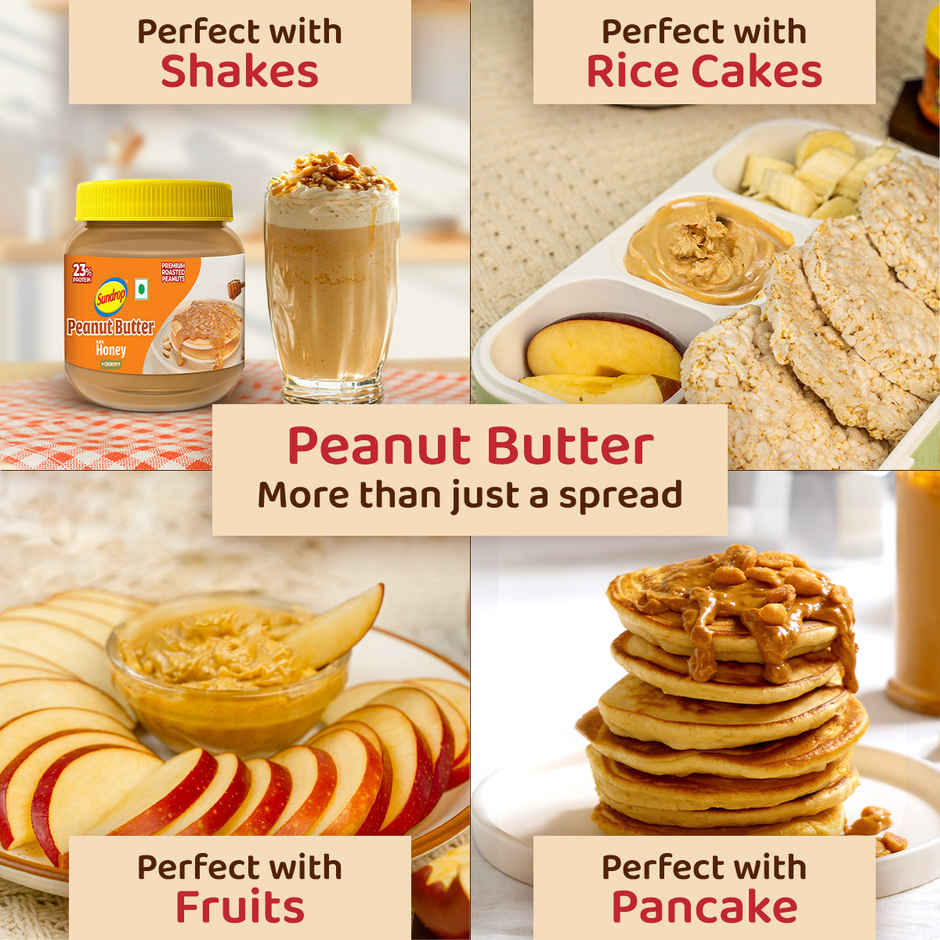 Sundrop Peanut Butter with Honey | Crunchy | 23% Protein |Premium Roasted Peanuts|No Preservatives