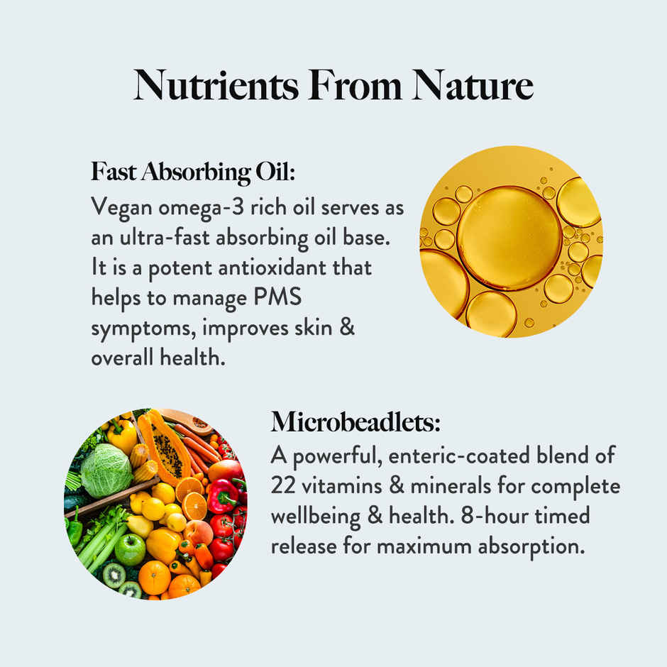 Wellbeing Nutrition Slow Multi + Omega for Her Multivitamin Vegan omega-3 Oil, B-complex