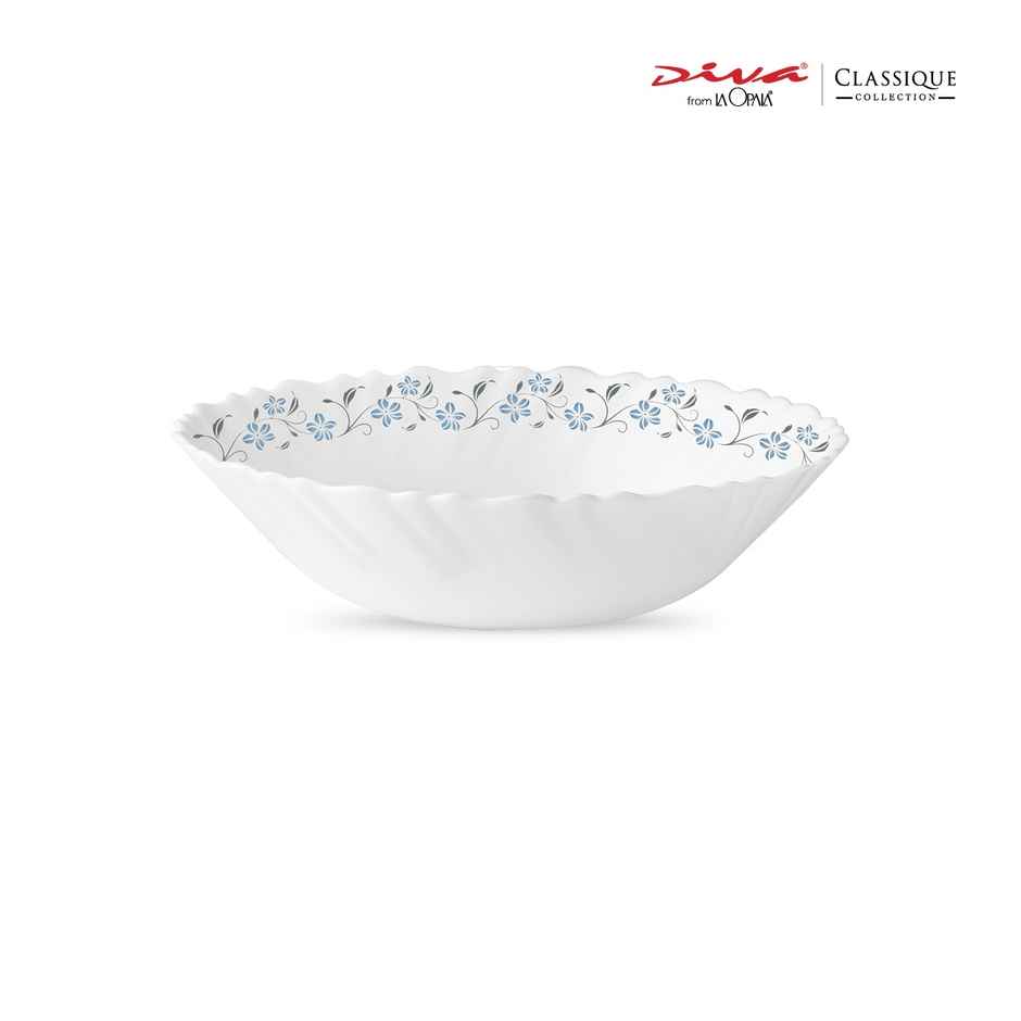 La Opala Diva Classique Multiutility Bowl | Opal Glass Bowl for Dining & Serving - Grace Blue