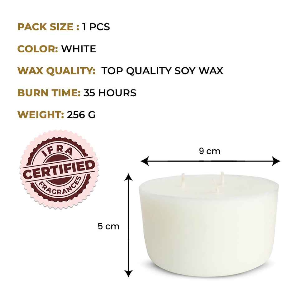 EKAM Mahogany Scented 3 Wick Soy Wax Candle Refill | 256 g | 35 Hour Burn Time
