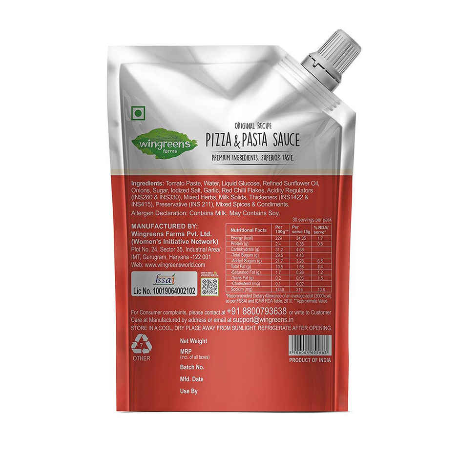 Wingreens Farms Pizza & Pasta Sauce - Traditional Recipe, Savoury Flavours Combo