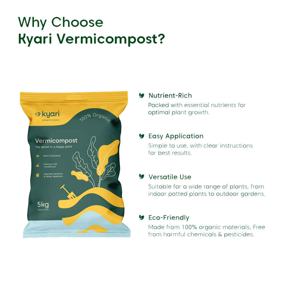 Kyari Vermicompost For Plants | Organic Fertilizer and Manure |5 kg | Garden Accessory