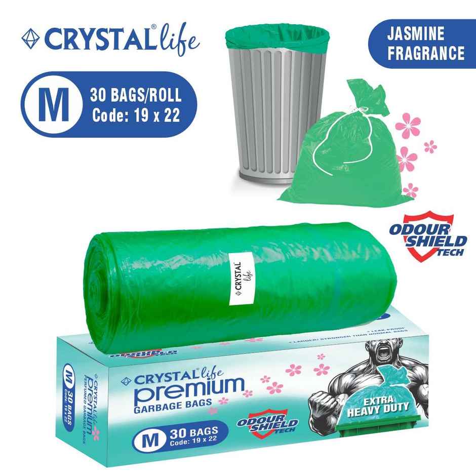Crystal Life Premium Garbage Bag Medium Green