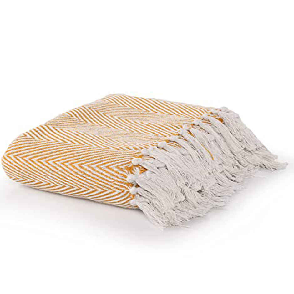Sashaa World Spring-Hued Chevron Throw- Yellow