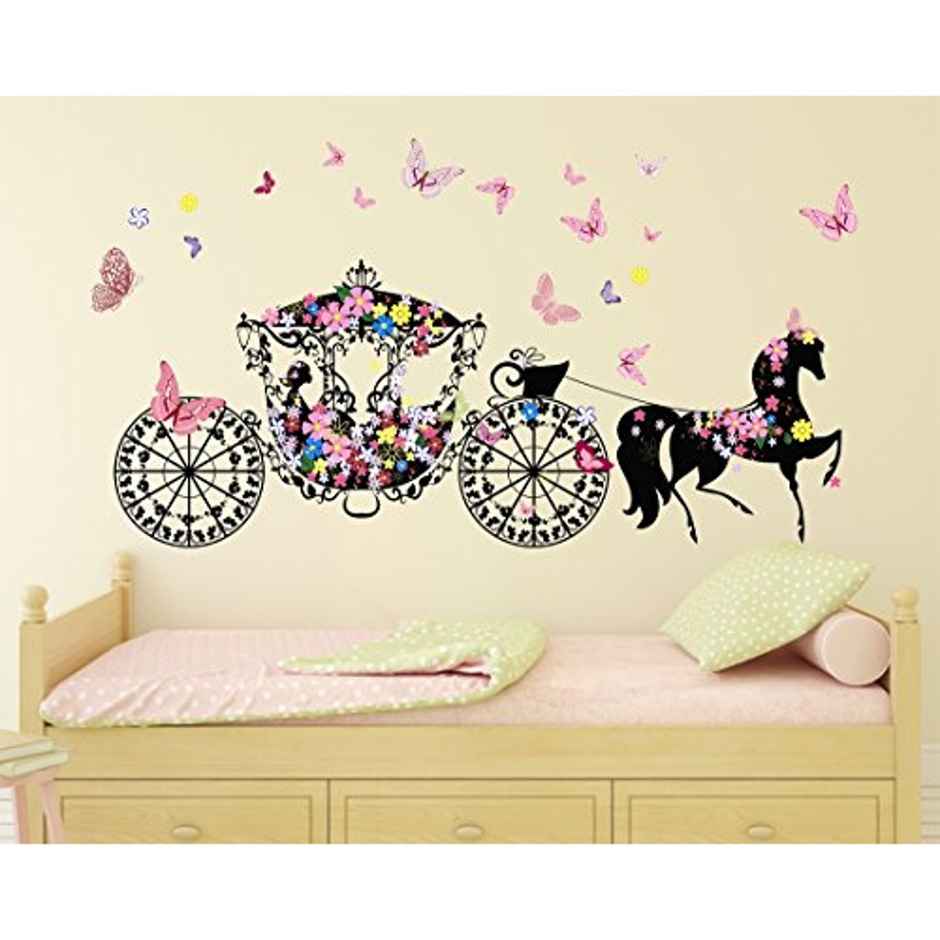 BAY6 Beautiful Girl With Horse Vehicle Removable Sticker - 130cm - | Pack Of 1