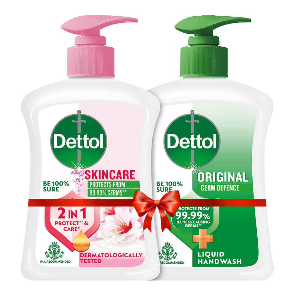 Dettol Original & Skincare Handwash Pump Dispenser Combo (2 Pack)
