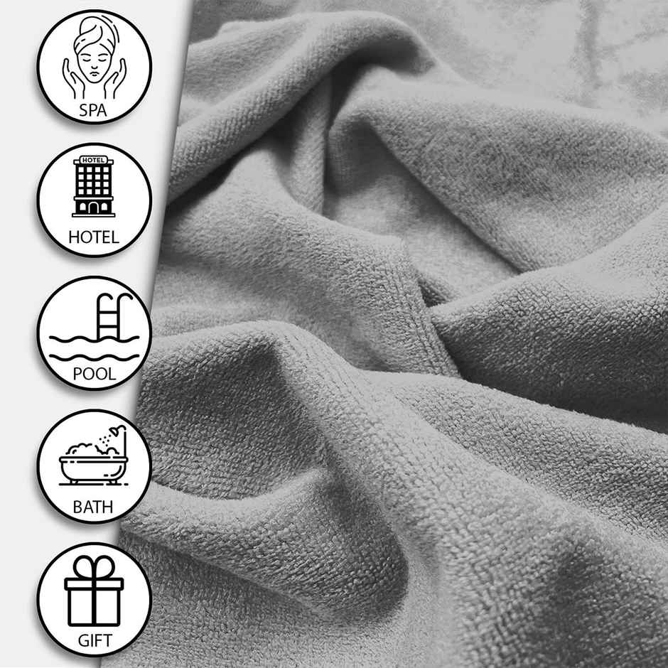Sassoon Microfiber Large Bath Towel | Grey | 70 x 145 cm