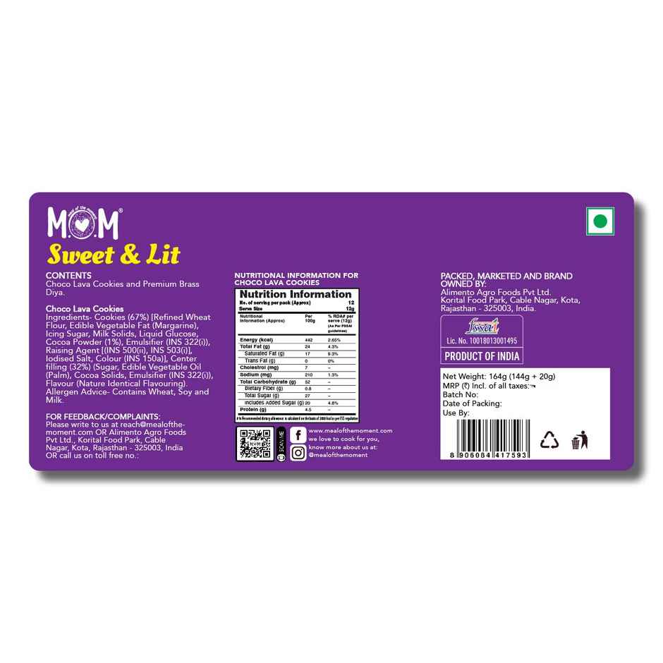 MOM Sweet & Lit Gift Box - Choco Lava Cookie and Premium Brass Diya