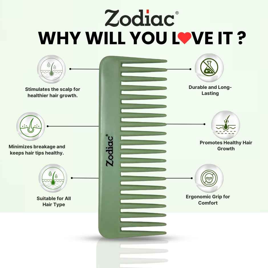 Zodiac Wide Tooth Comb | Green