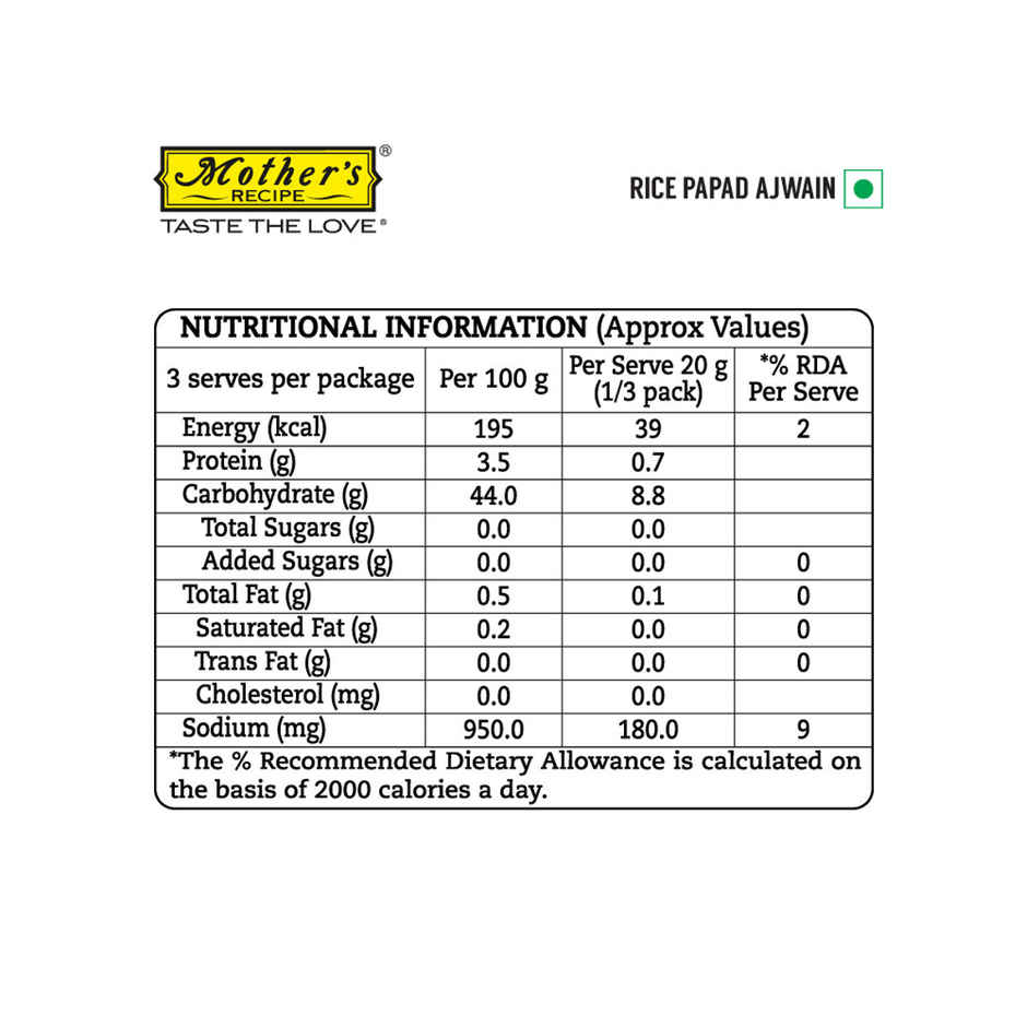 Mother's Recipe Rice Papad Ajwain Combo