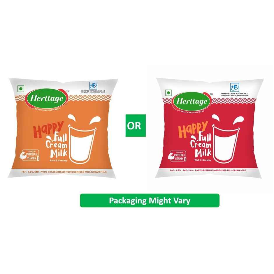 Heritage Full Cream Fresh Milk (Pouch)(1pc) & Coriander Leaves(1pc) Combo