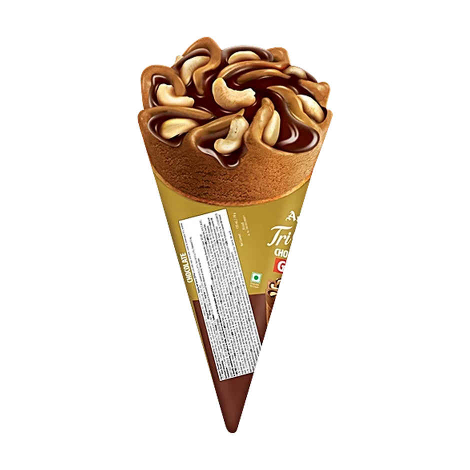 Amul Gold Tricone Chocolate Ice Cream Cone (120ml) & Amul Gold Frostik Ice Cream Stick (70ml) Combo