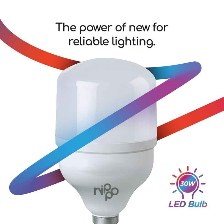 Nippo 30W LED Bulb Cool Day Light | 22 | Voltage Surge Protection | NPB30W | B22 Base Holder